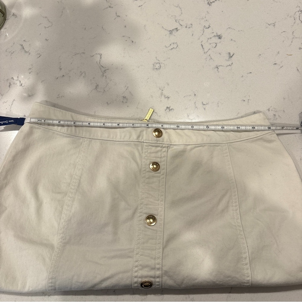 Michael Kors Cream Button Front Crop Top & Mini Skirt Set – Size L - Picture 12 of 16